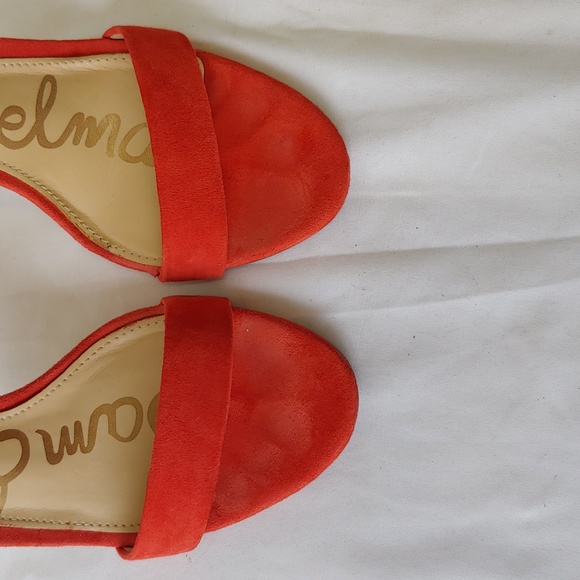 Sam Edelman Red Suede High Heels Size 5 - Picture 3 of 9